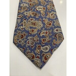 Vintage Christian Dior Silk‎ Paisley Tie Blue Luxury Old Money Preppy Designer